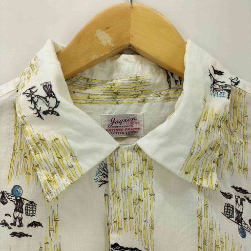 gayson S/S 開襟バンブー柄 コットンアロハシャツ メンズ JPN:M