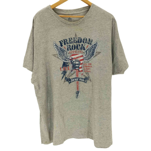 フェス プリント Tシャツ 霜降り杢グレー 半袖 メンズ import:XL