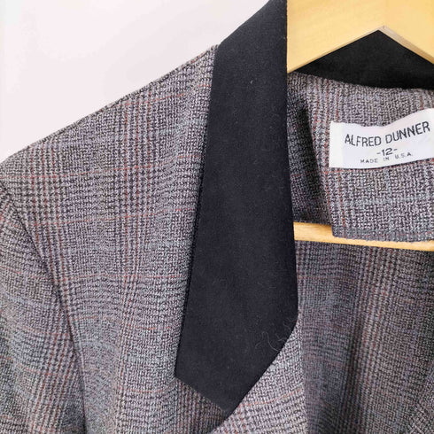 アルフレッドダナー ALFRED DUNNER USA製 襟パイル 切替 チェック 2B テーラード ジャケット レディース US:12