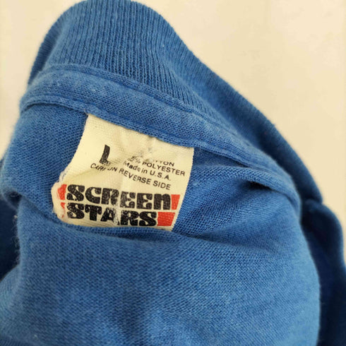 スクリーンスターズ SCREEN STARS 80s USA製 フロッキープリントクルーネックTシャツ メンズ JPN:L