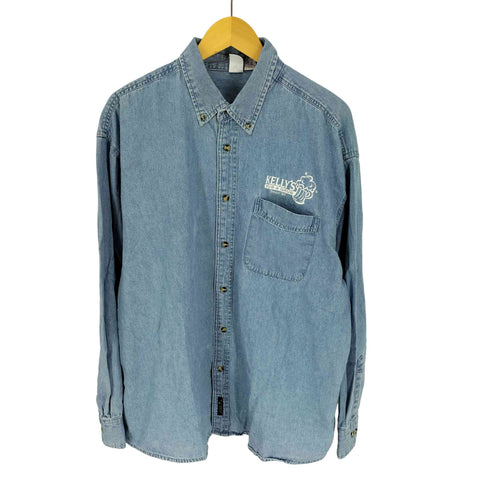 PORT and COMPANY 企業ロゴプリント ボタンダウン デニム L/S シャツ メンズ 2XL