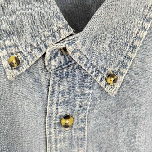 PORT and COMPANY 企業ロゴプリント ボタンダウン デニム L/S シャツ メンズ 2XL