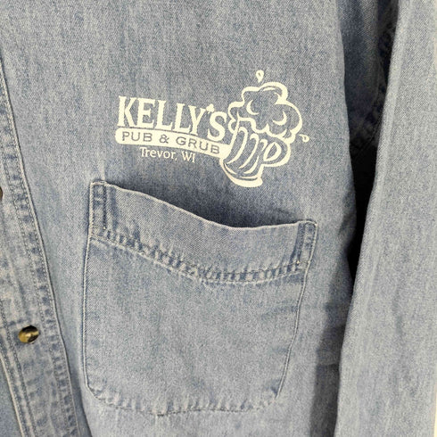 PORT and COMPANY 企業ロゴプリント ボタンダウン デニム L/S シャツ メンズ 2XL