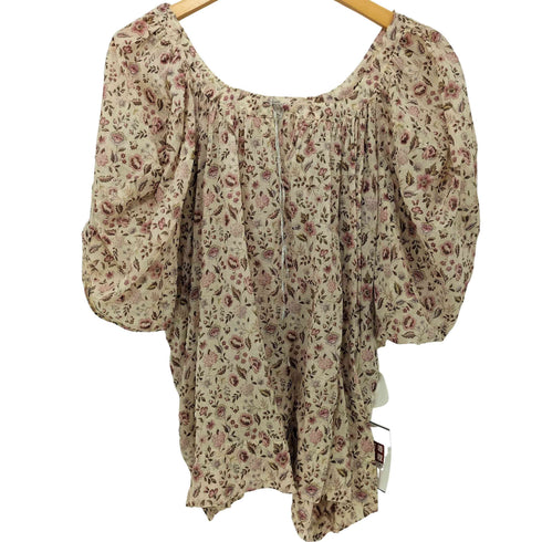 Cloth & Cross バルーンスリーブ 花柄ブラウス レディース