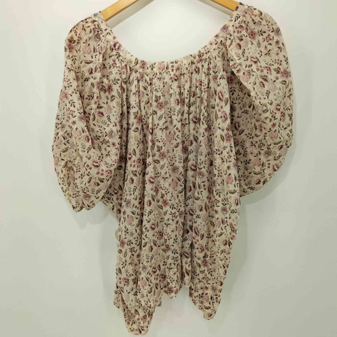 Cloth & Cross バルーンスリーブ 花柄ブラウス レディース
