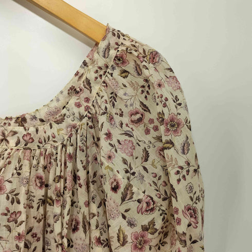 Cloth & Cross バルーンスリーブ 花柄ブラウス レディース