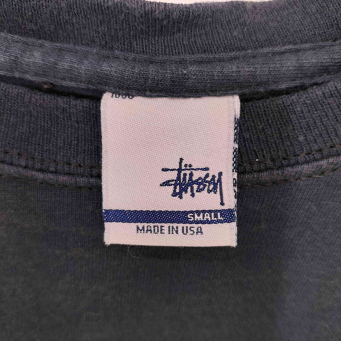 ステューシー Stussy 00s Y2K MADE IN USA 銀タグ ブランドロゴプリント ショートスリーブ クルーネックTシャツ ミニトップス ショート丈 レディース import:S