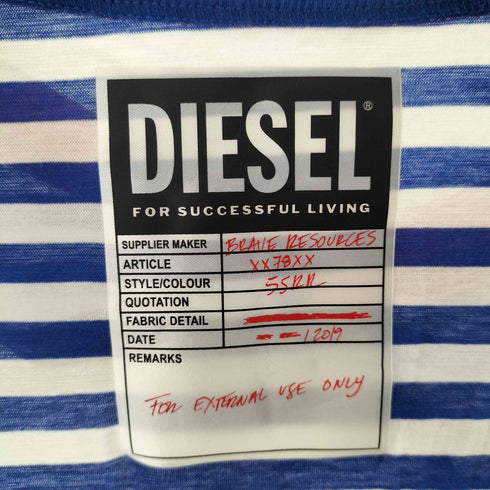 ディーゼル DIESEL ボーダー柄 スリット ダメージロングシャツワンピース レディース
