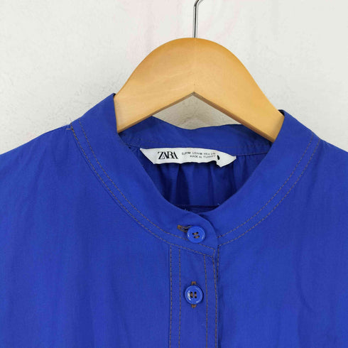 ザラ ZARA BLUISH RUFFLED SHIRT DRESS レディース import:M