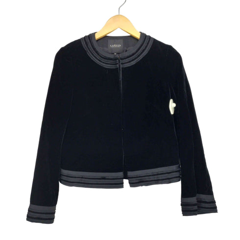 ランバンコレクション LANVIN COLLECTION ノーカラーベロアジャケット レディース JPN:38