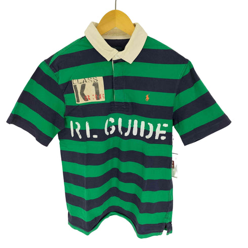 ポロバイラルフローレン Polo by RALPH LAUREN ポニー刺繍 CLASS K1 ワッペン ステンシルプリント ボーダー ラガーシャツ メンズ import:XL