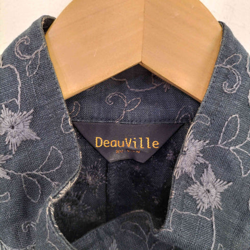 deauville 花柄刺繍 リネンシャツ レディース