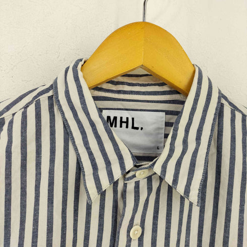 エムエイチエル MHL. リネン混 ストライプ柄 長袖シャツ メンズ L