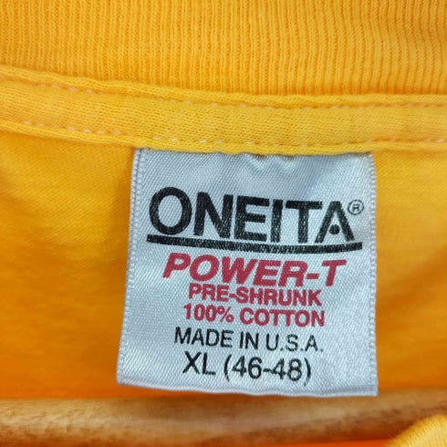90S USA製 ONEITAボディ POWER-T キャラクタープリント クルーネック S/S Tシャツ メンズ import:XL