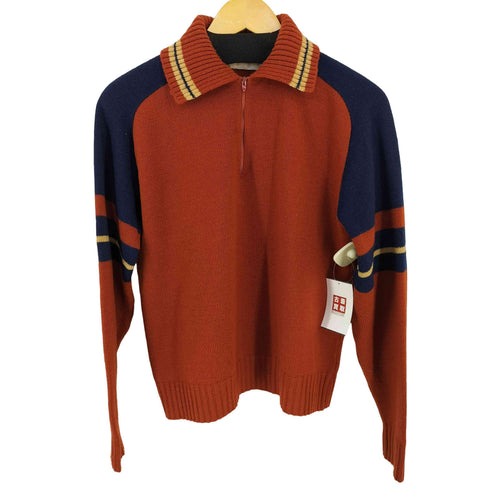 ジャンセン jantzen 70s MADE IN USA フリーダムスリーブ 襟付きハーフジップニット ロケットTALON メンズ import:M