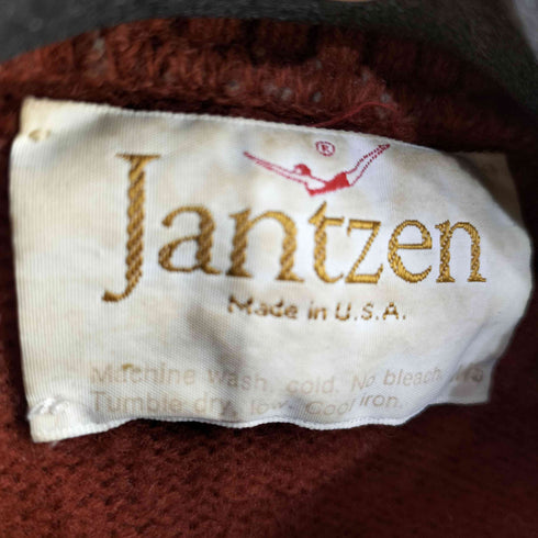 ジャンセン jantzen 70s MADE IN USA フリーダムスリーブ 襟付きハーフジップニット ロケットTALON メンズ import:M