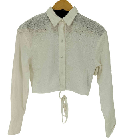 ザラ ZARA クロップドカットワークシャツブラウス バックオープン レディース import:XS