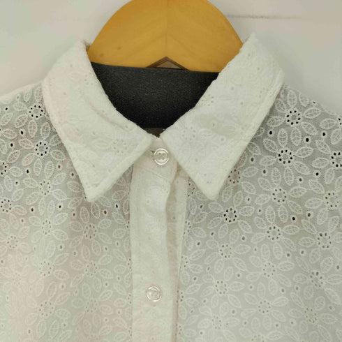 ザラ ZARA クロップドカットワークシャツブラウス バックオープン レディース import:XS