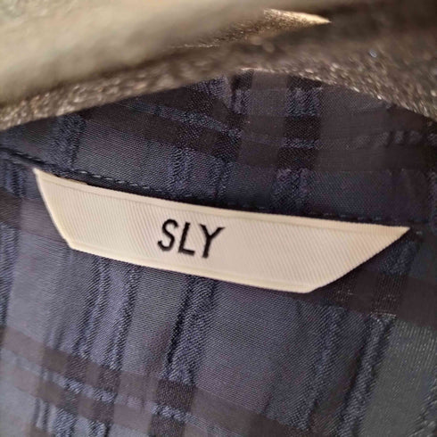 スライ SLY THIN OPEN COLLARED SH チェックロングシャツ レディース FREE