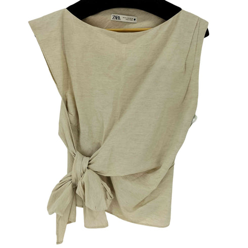 ザラ ZARA ボンテージノースリーブブラウス リボン レディース import:XS