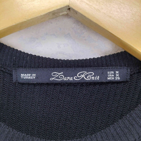 ZARA KNIT クロップド丈 クルーネックセーター レディース import:M