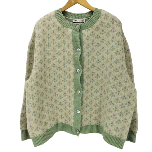 ザラ ZARA 花柄 クルーネックカーディガン レディース JPN:L
