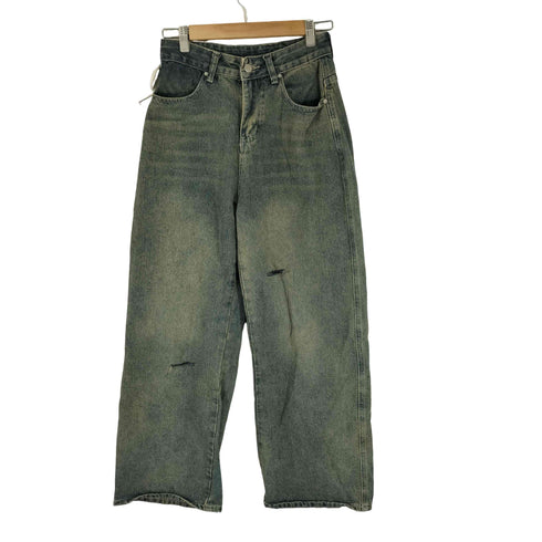 ダメージデニムストレートパンツ レディース JPN:M