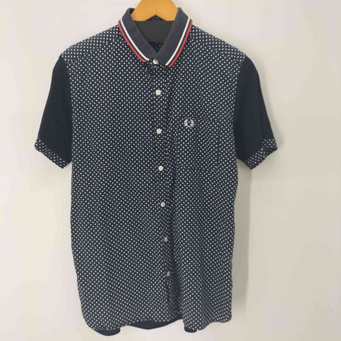 フレッドペリー FRED PERRY ロゴ刺繍 ドット柄 切替S/Sシャツ メンズ JPN:M