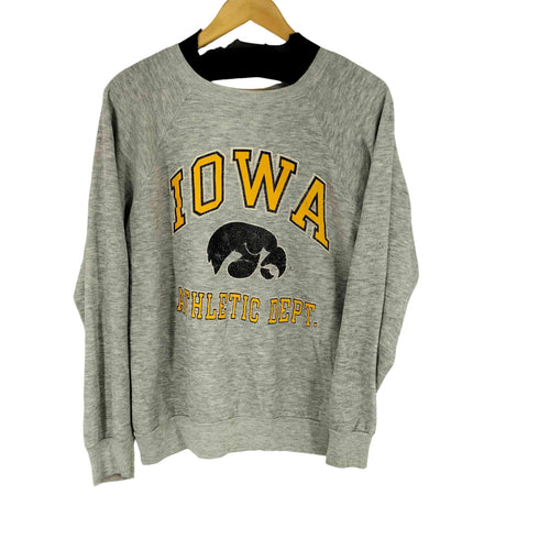 80S フロントプリントラグランクルーネックスウェット IOWA メンズ