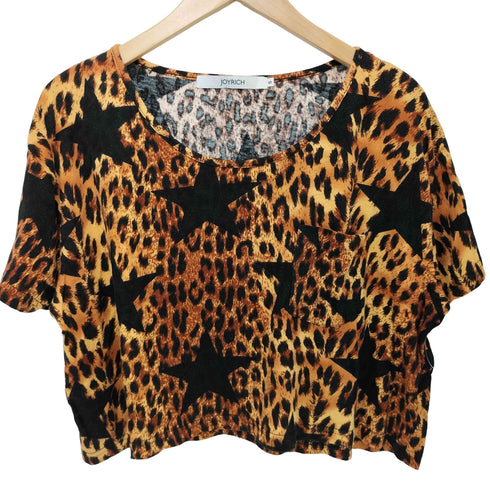 ジョイリッチ JOYRICH Y2K レオパード柄スタープリントショート丈Tシャツ レディース S