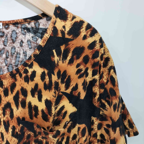 ジョイリッチ JOYRICH Y2K レオパード柄スタープリントショート丈Tシャツ レディース S