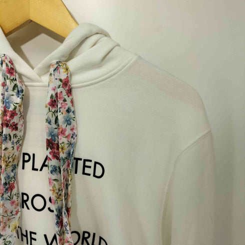 リプレイ REPLAY W GARMENT DYED ORGANIC COTTON FLEECE SWEATER 花柄フード紐デザインプルオーバーパーカー レディース S