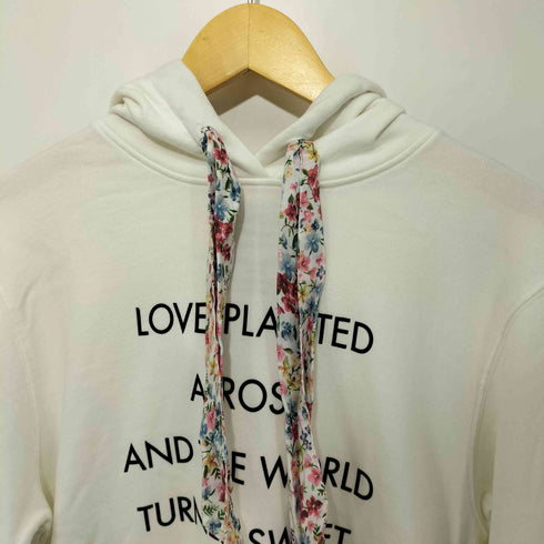 リプレイ REPLAY W GARMENT DYED ORGANIC COTTON FLEECE SWEATER 花柄フード紐デザインプルオーバーパーカー レディース S