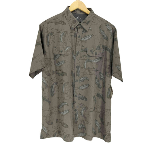 クラフトアンドバロー Croft&Barrow フィッシュデザイン半袖シャツ メンズ JPN:L