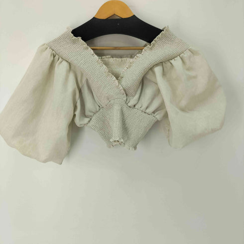 エモダ EMODA 23AW SHIRRING MINI TOP シャーリングクロップドトップ レディース FREE