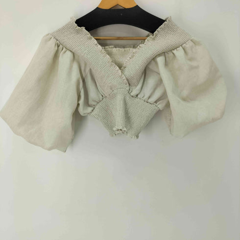 エモダ EMODA 23AW SHIRRING MINI TOP シャーリングクロップドトップ レディース FREE