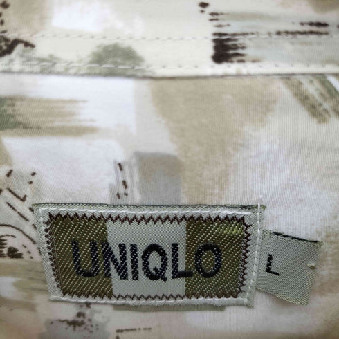 ユニクロ UNIQLO 80-90S 総柄ポリシャツ 緑タグ メンズ JPN:L