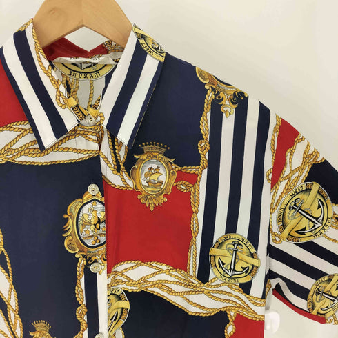 ベルタボーノ BELTA BUONO NORD WEST MARICNE 総柄 金ボタン L/S シャツ レディース