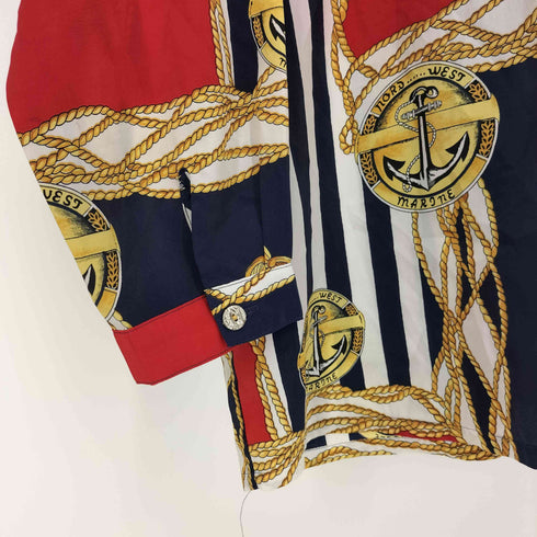 ベルタボーノ BELTA BUONO NORD WEST MARICNE 総柄 金ボタン L/S シャツ レディース