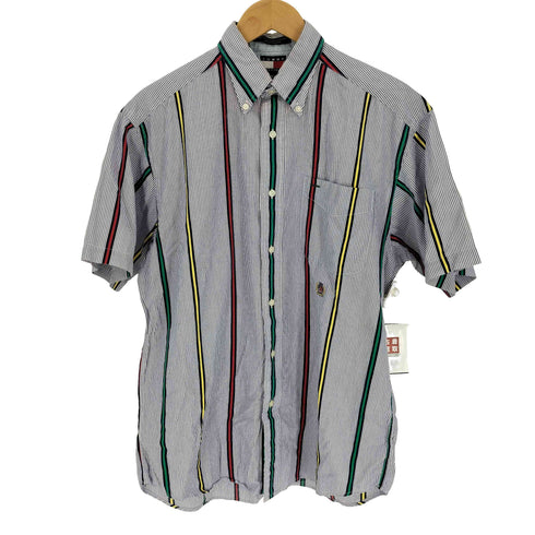 トミーヒルフィガー TOMMY HILFIGER ストライプ ボタンダウン S/S シャツ メンズ import:M