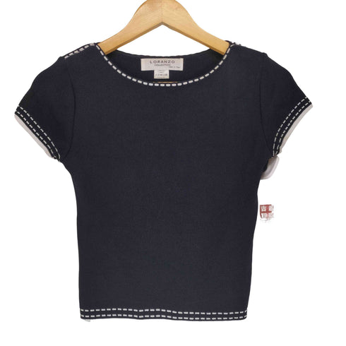 LORANZO MADE IN ITALY レーヨンステッチデザインS/S ニット レディース