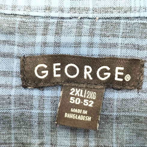 ジョージズ GEORGE 80-90s バングラデシュ製 チェック柄 ショートスリーブシャツ メンズ 2XL