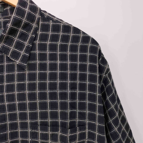 ライルアンドスコット LYLE&SCOTT 80-90s チェック柄 シルク混 バンブー混 ショートスリーブシャツ メンズ import:L