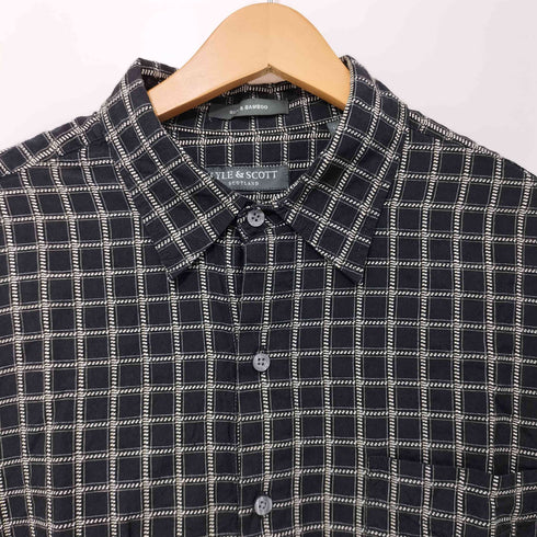 ライルアンドスコット LYLE&SCOTT 80-90s チェック柄 シルク混 バンブー混 ショートスリーブシャツ メンズ import:L