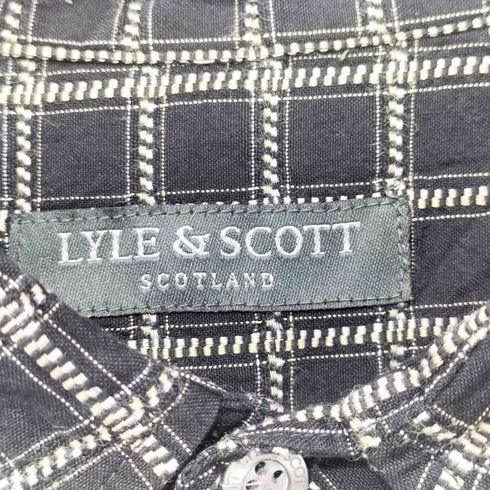 ライルアンドスコット LYLE&SCOTT 80-90s チェック柄 シルク混 バンブー混 ショートスリーブシャツ メンズ import:L