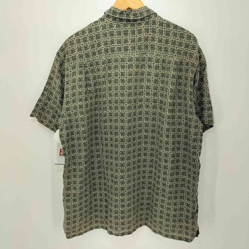 80-90s シルク混 リネン混 総柄 ショートスリーブシャツ メンズ import:XL
