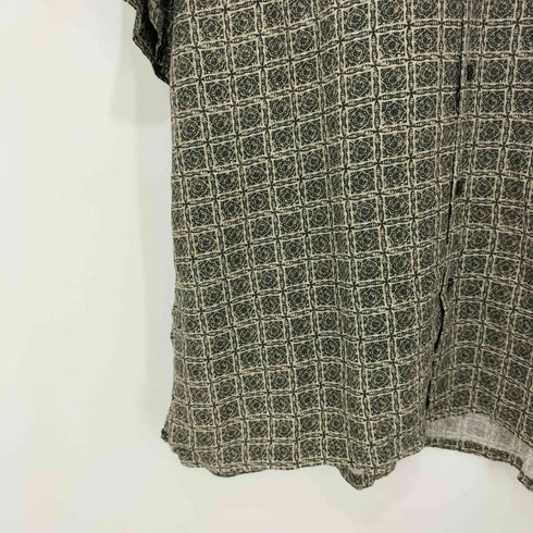 80-90s シルク混 リネン混 総柄 ショートスリーブシャツ メンズ import:XL