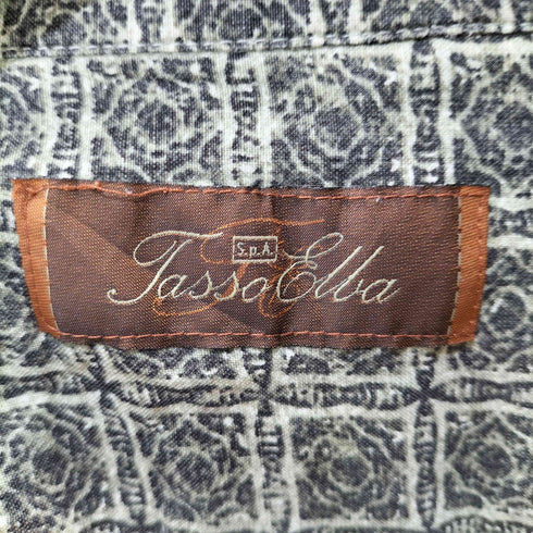 80-90s シルク混 リネン混 総柄 ショートスリーブシャツ メンズ import:XL