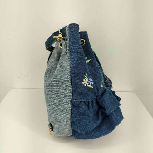 花柄刺繍 デニムショルダーバッグ レディース
