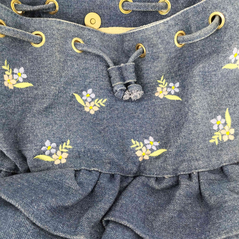 花柄刺繍 デニムショルダーバッグ レディース